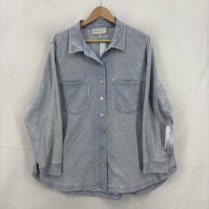 Pale Sky Wylder Shacket Womens 2X Blue Knit Chambray Snap Jacket Stitch Fix NWT
